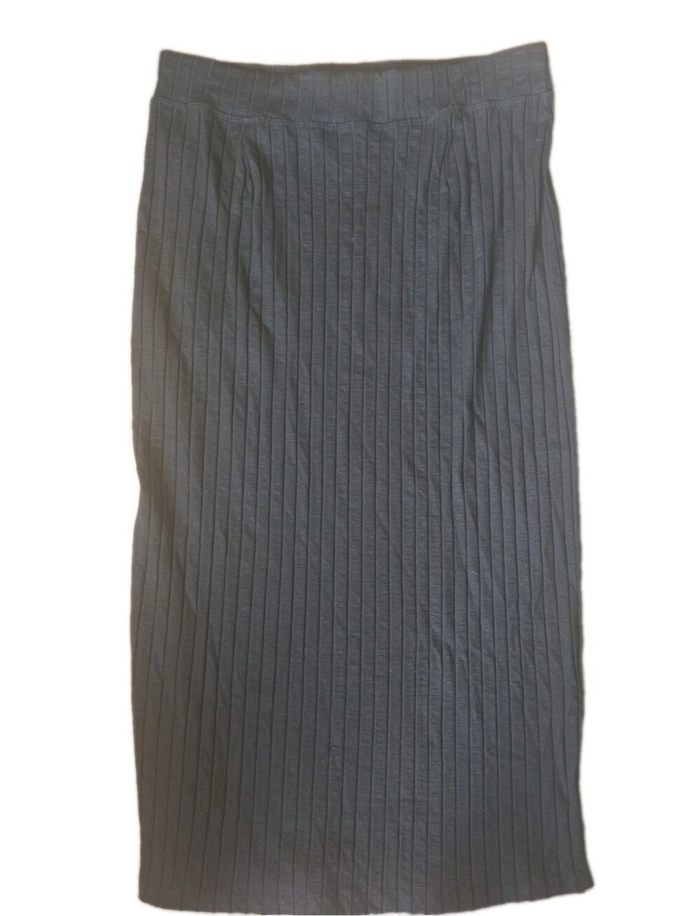 Eileen Fisher Ribbed Maxi Skirt Black sz Sp Split Leg Whimsygoth tencel lyocell